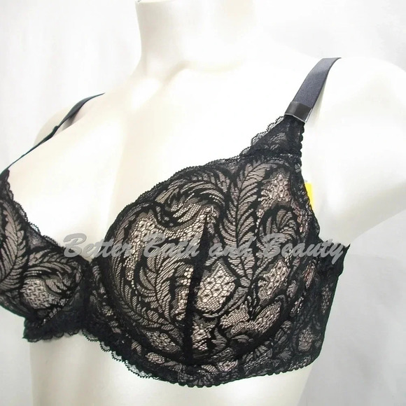 42D Paramour 115027 Lou Lou Lace Unlined UW‎ Bra Black - Picture 7 of 11